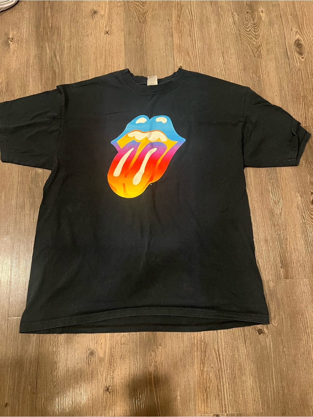 Vintage the Rolling Stones forty licks Black Tee with Gradient Tongue Graphic
